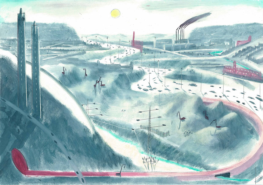 East (oil and pencil)