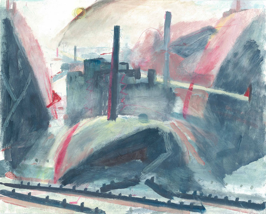 The Chimney West (oil and pencil)